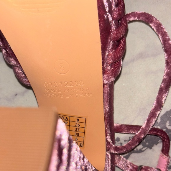 Pink Velvet Platform Heels - Picture 9 of 10